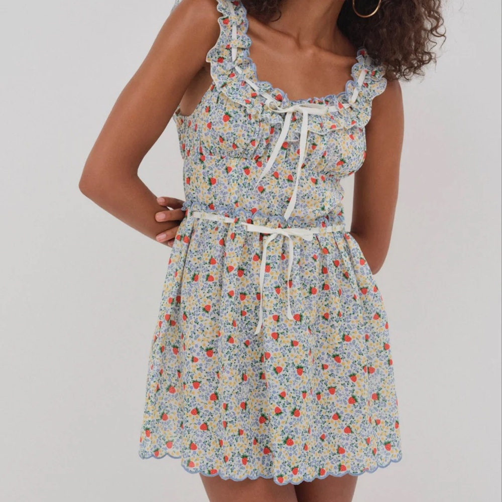 NWT For Love And Lemons XL Strawberry Kiss Floral Dress Lightweight Spring
